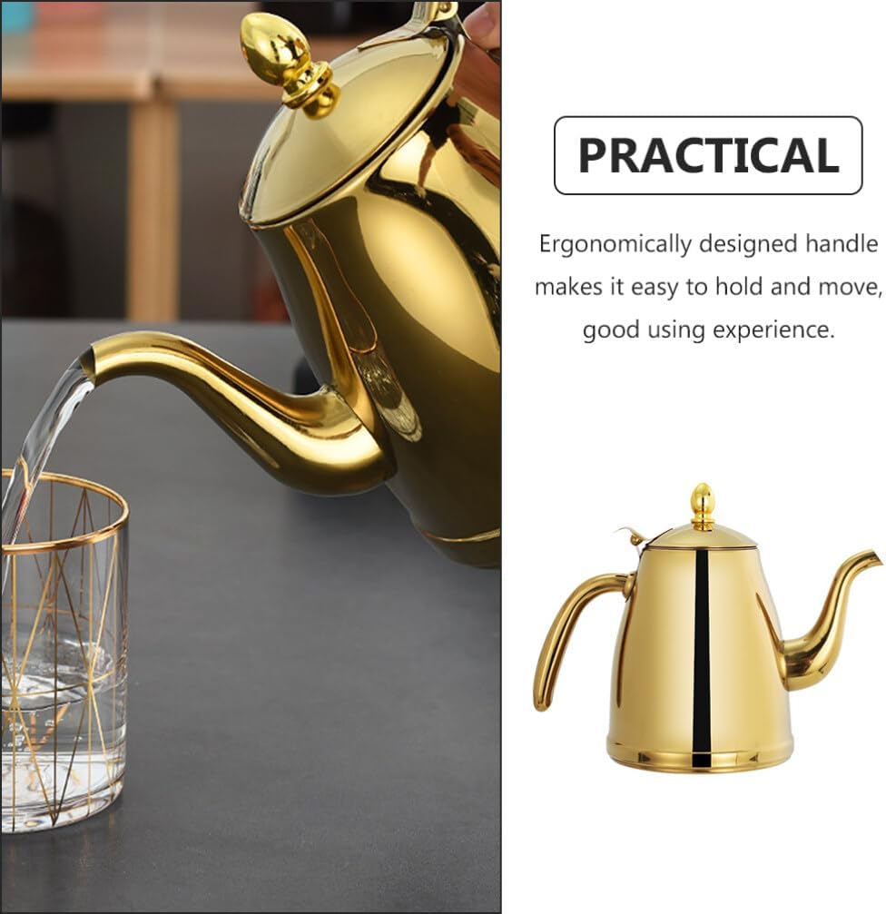 Luxshiny Tetera de acero inoxidable Tetera de cuello de cisne Tetera con tapa de gas Tetera hervida Botella dispensadora de aceite de oliva Botella
