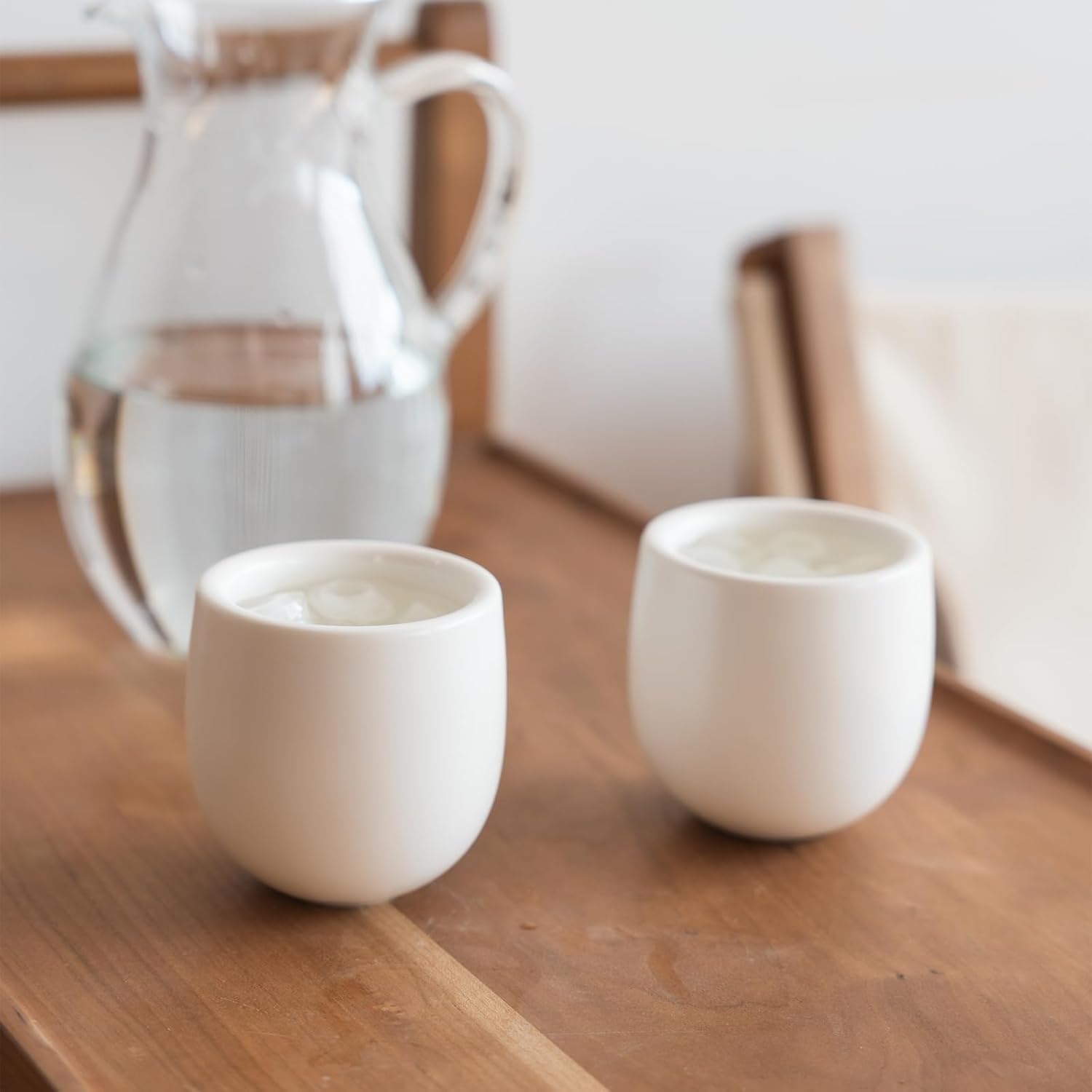 MU MO Juego de 2 tazas de café expreso de cáscara de huevo de 7 onzas para bebidas de café, taza de latte, café moca y taza de té, tazas de café de