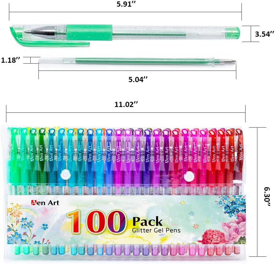 Pluma de gel con brillo set de 100 colores únicos pluma de gel de calidad artística juego para libros para colorear para adultos para diario con - Imagen 9