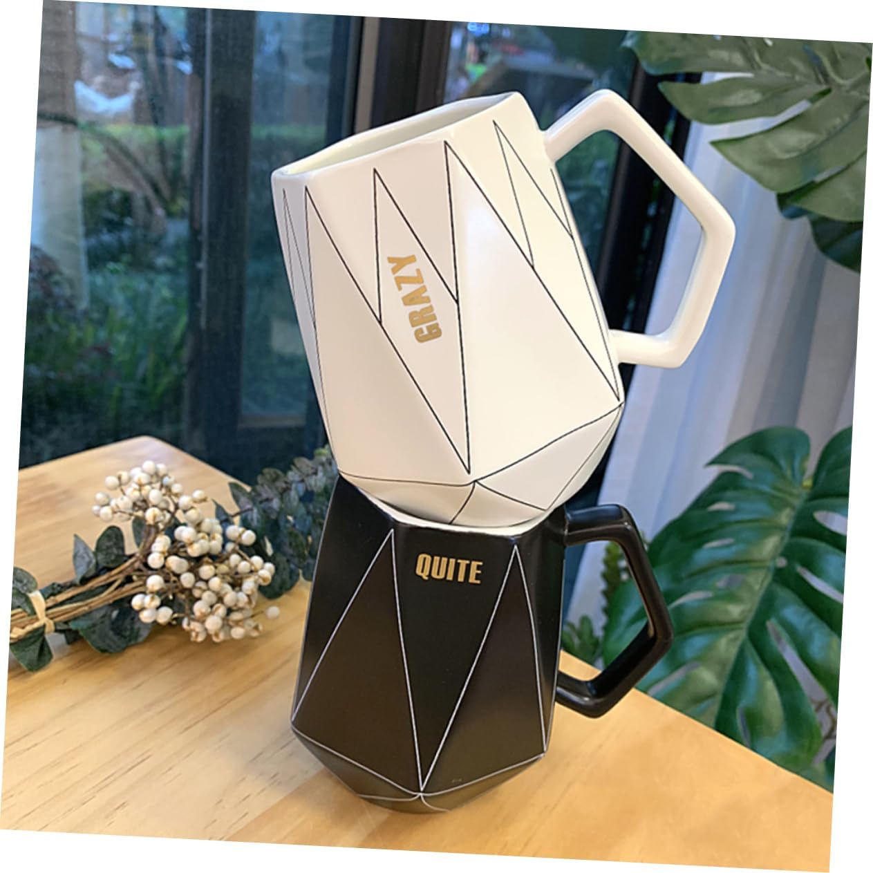 Mug Tea Cups with Lid Coffee Cups with Lids Ceramic Coffee Cup Porcelain Tea Cup Geometric Ceramic Cup Geometric Line Ceramic Cup Enamel Milk Cup