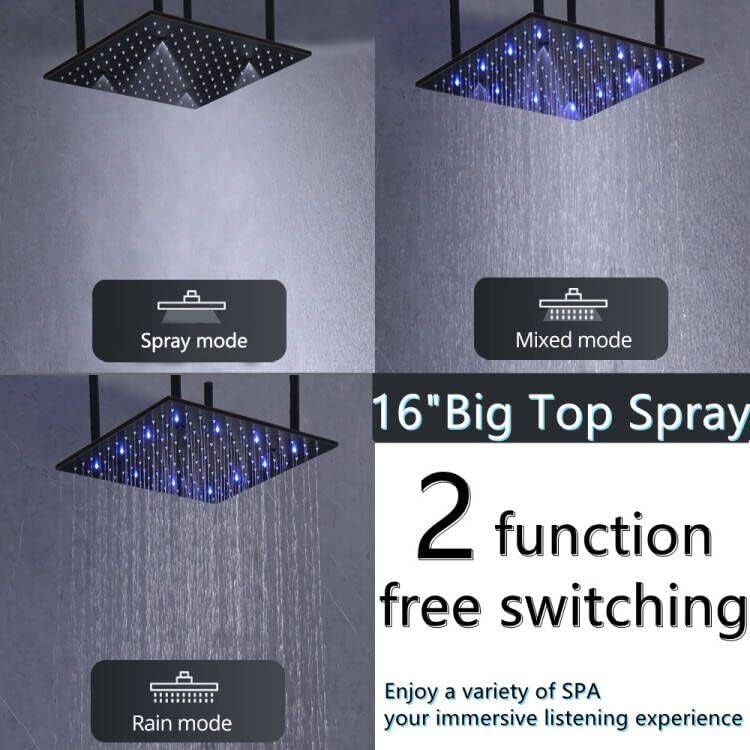 AYIVG Sistema de ducha de bronce aceitado con 3 chorros corporales de baño, cabezal de ducha atomizador de techo LED de 16 pulgadas con ducha de