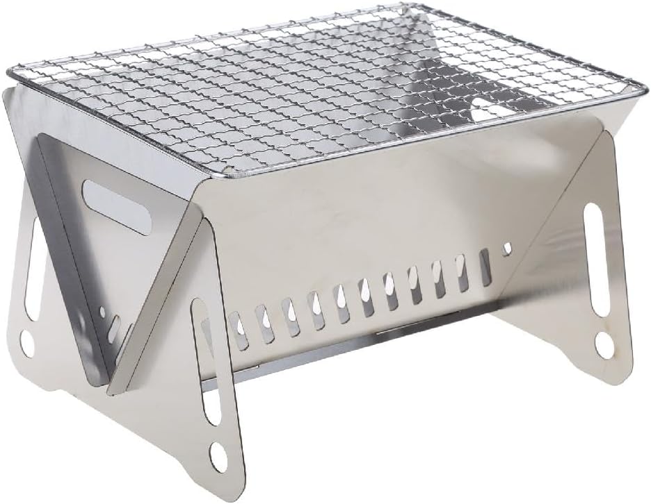Parrilla portátil de acero inoxidable para barbacoa, parrilla plegable de carbón para tarjetas al aire libre, pequeña herramienta de barbacoa para