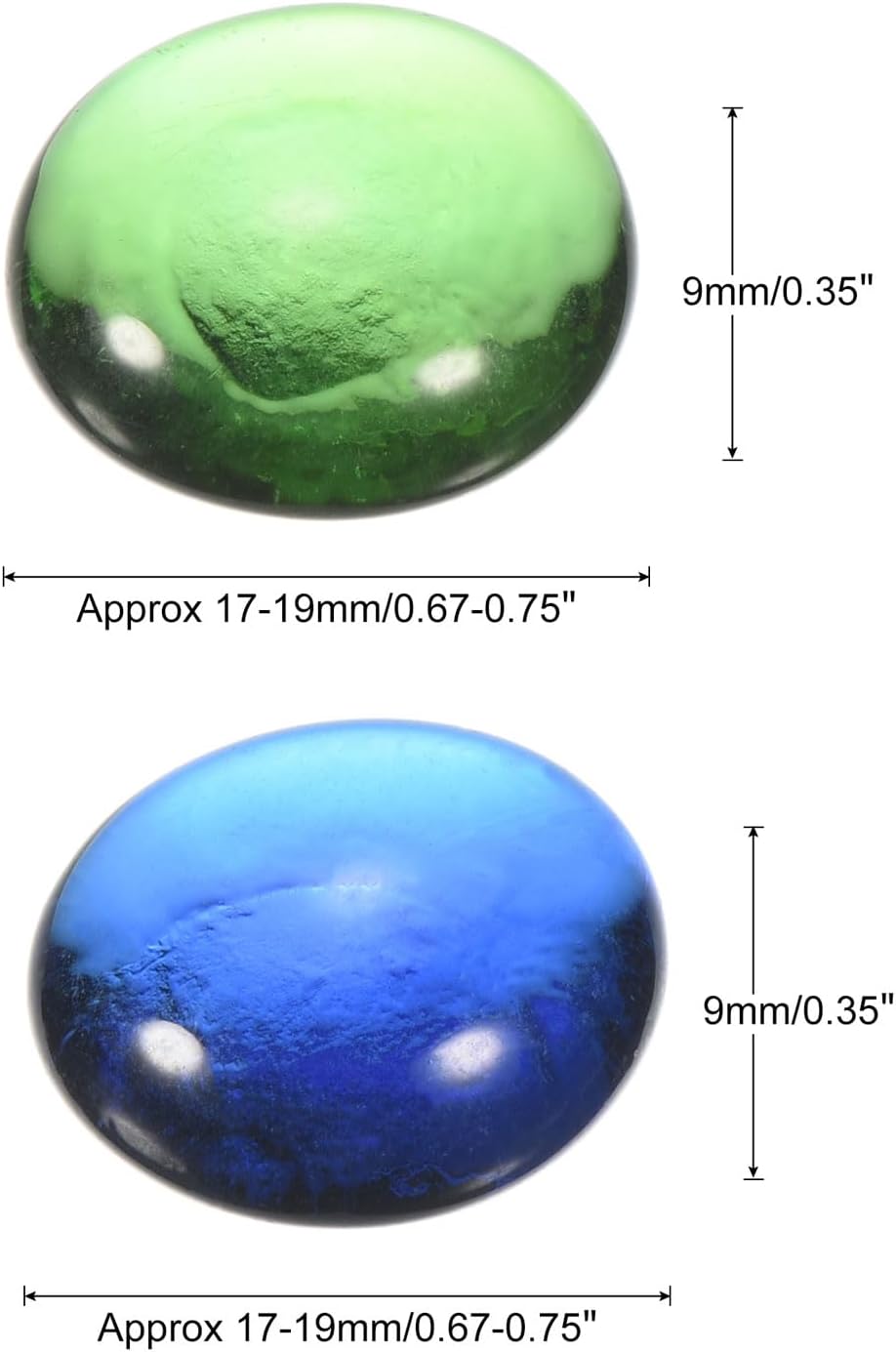 MECCANIXITY Mármoles de vidrio plano de 0.669-0.748 in, piedras decorativas azules y verdes, cuentas de vidrio, relleno de jarrón de roca para