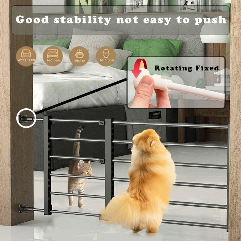 Puerta corta para perro expandible de 22 a 39.37 pulgadas para pisar, puerta pequeña para mascotas de montaje a presión, puerta baja para mascotas