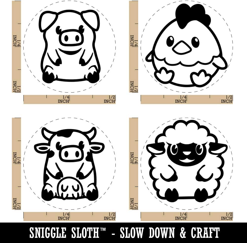 Juego de sellos de goma con diseño de animales de granja, oveja, vaca, pollo, cerdo, para sellar planificadores de manualidades, mini de 12 pulgada
