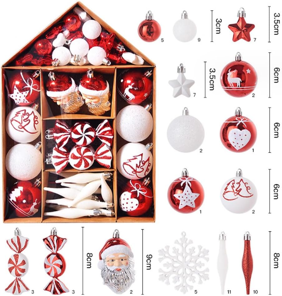 Adornos de 70 piezas surtidas de adornos de Navidad, bolas colgantes de plástico inastillable, bolas colgantes para árbol de Navidad, fiestas,