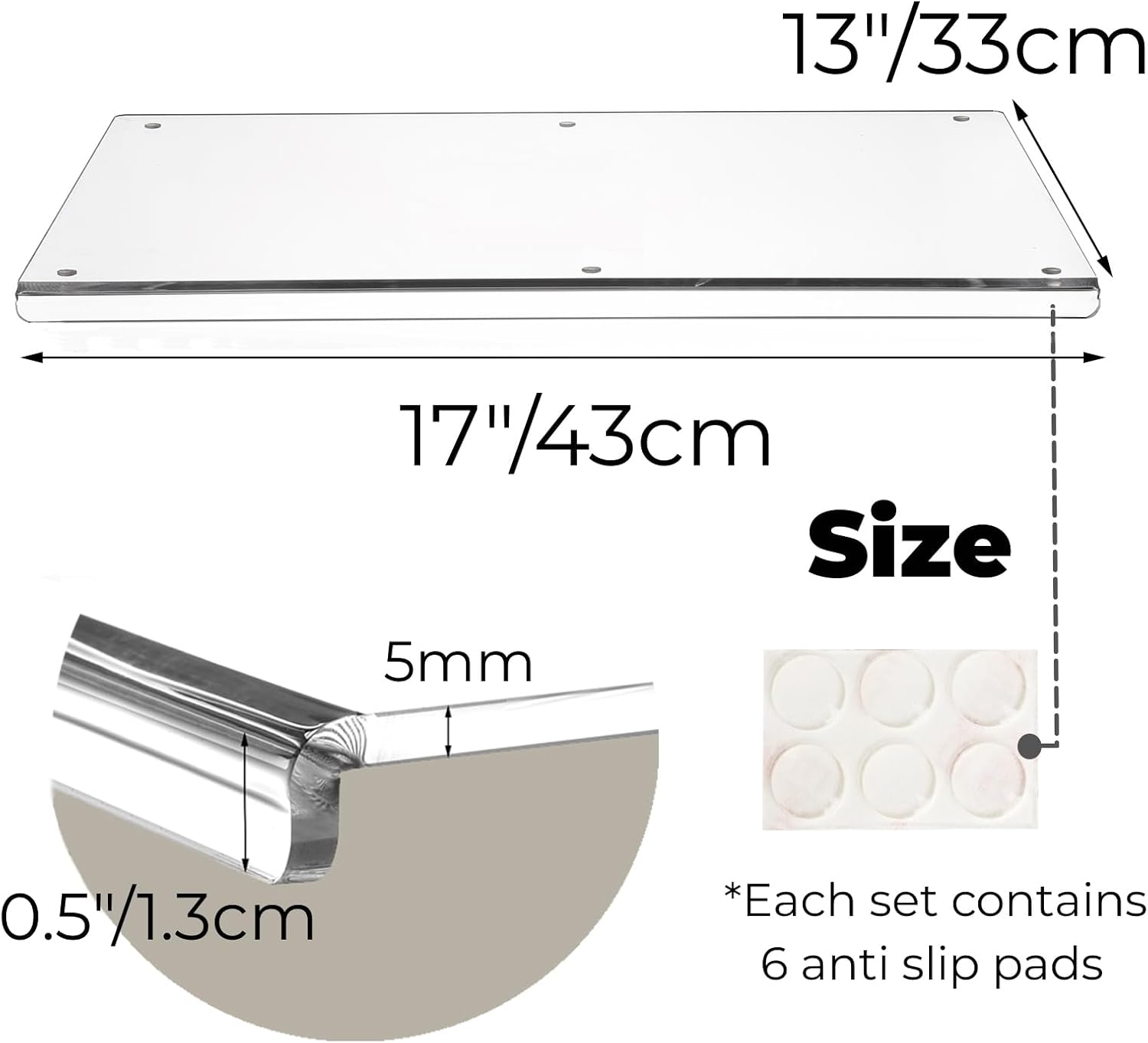 Hiceeden Tabla de cortar acrílica para encimera de cocina, tabla de cortar acrílica antideslizante de 17 x 13 pulgadas con labio, tabla de cortar