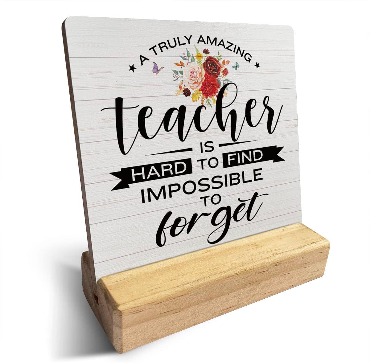 Letrero de madera con texto en inglés “Country a Truly Amazing Teacher is Hard to Find Teacher is Hard to Find Teacher”, decoración de escritorio