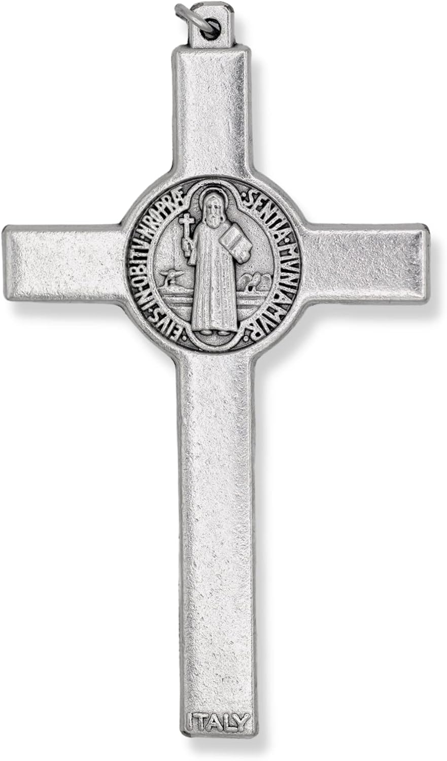 Crucifijo XL de San Benito Crucifijo de borde recto para hacer rosario  Crucifijo oxidado de plata XL de 3 pulgadas para rosario de San Benito o