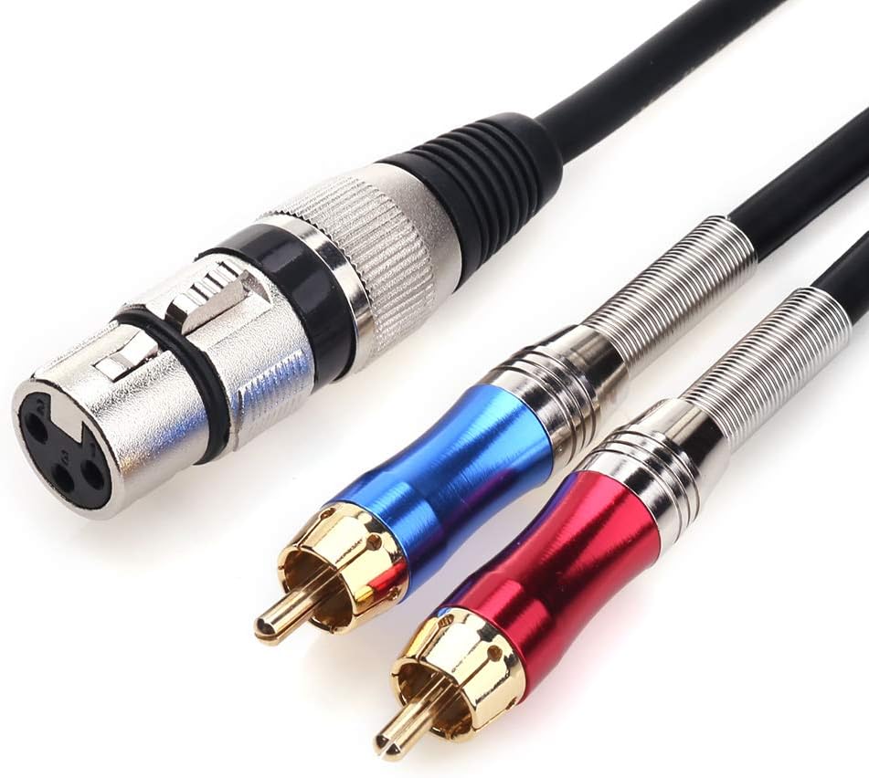 tisino Cable en Y XLR a RCA, adaptador XLR hembra a RCA dual, cable de interconexión de audio estéreo desequilibrado -6.6 pies6.6 ft