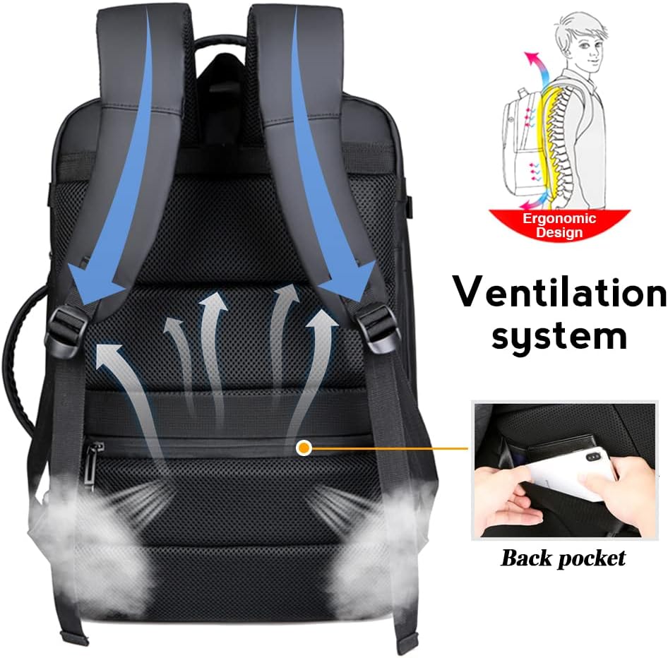 Mochila de viaje de negocios para laptop de 17 pulgadas, 18 x 14 x 8 pulgadas, 40 L, aprobada para vuelo, mochila de transporte grande para equipaje