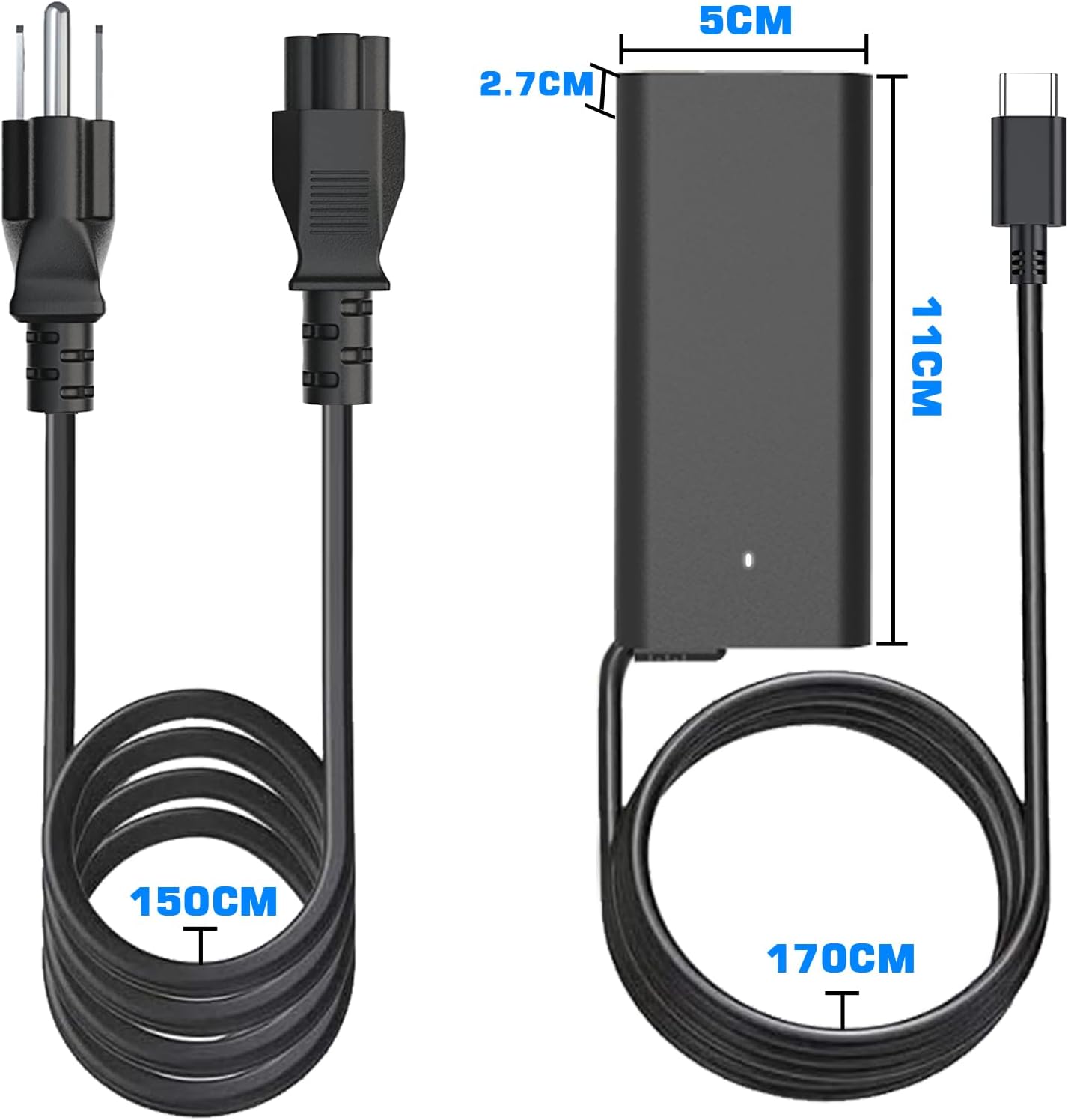 Cargador para laptop Dell, USB-C tipo C 65 W 45 W de repuesto para Dell Latitude, Dell XPS, Dell Chromebook, LA65NM190