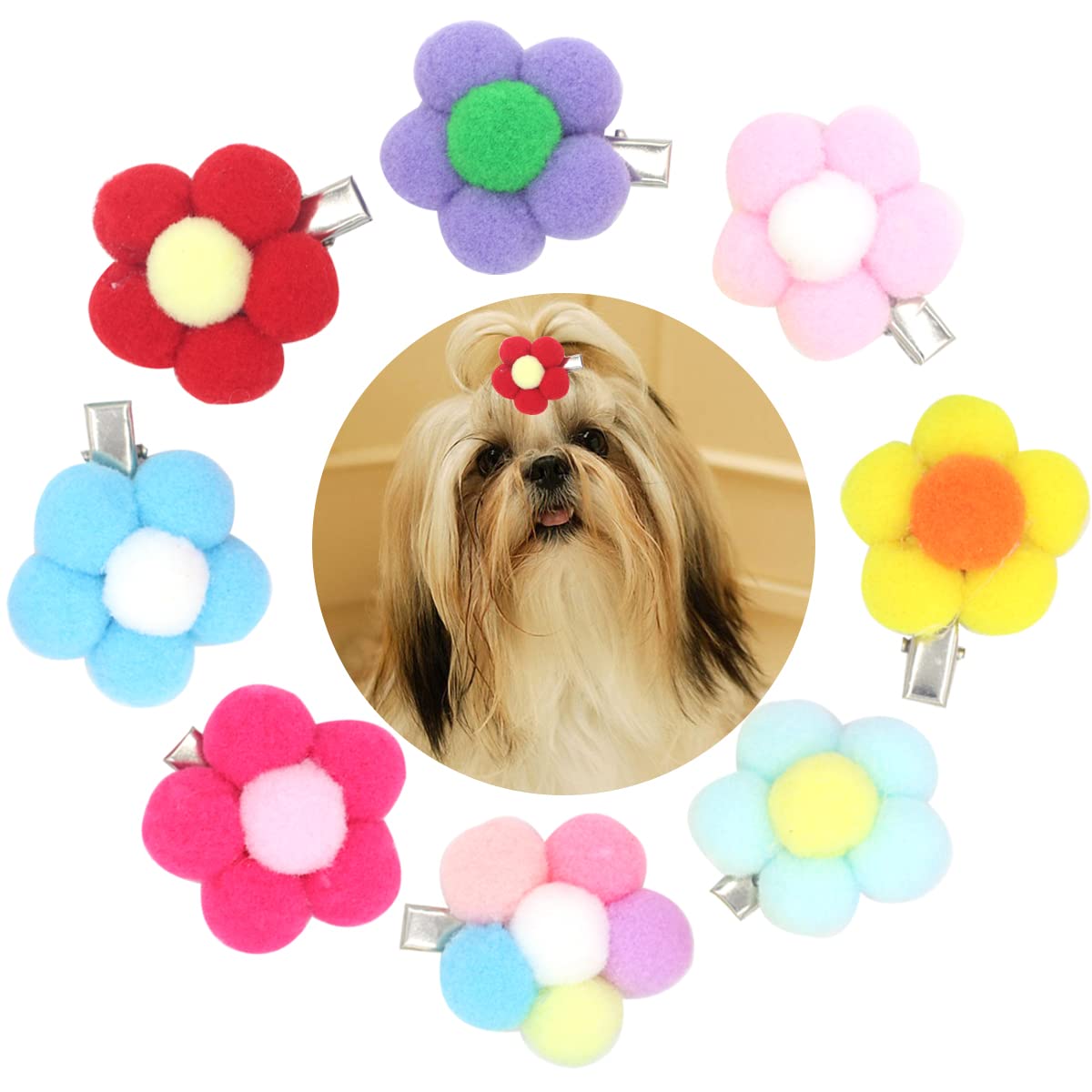 50 pinzas para el pelo de perro y gato, lindos clips florales para el pelo de perro, lazos de flores para perros, horquillas para el pelo de las