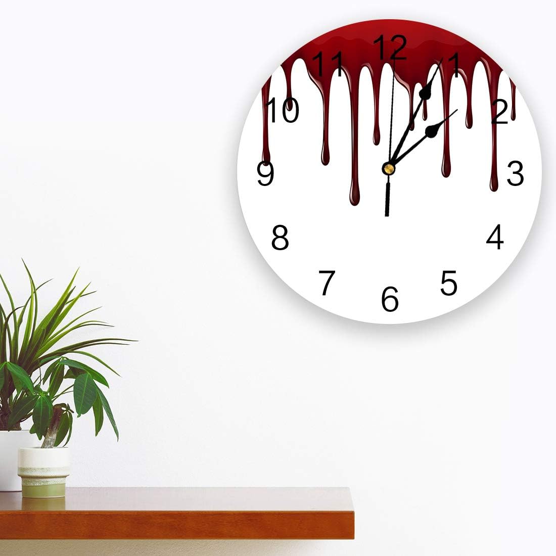 Reloj de pared silencioso sin tictac, decoración del hogar, de terror de Halloween, esfera de número de 10 pulgadas, funciona con pilas, movimiento