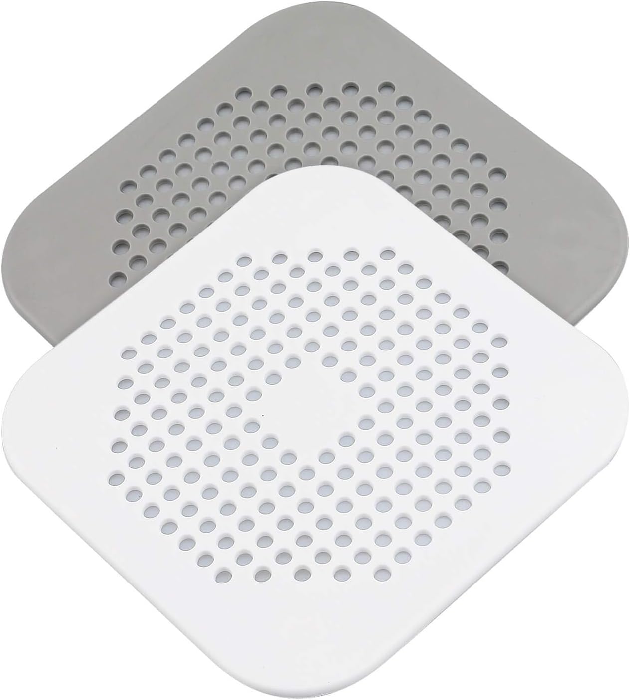 Recogedor de pelo de drenaje, 2 paquetes, cubierta de drenaje de duchabañera, atrapa pelo de silicona para ducha, tapón de drenaje cuadrado para