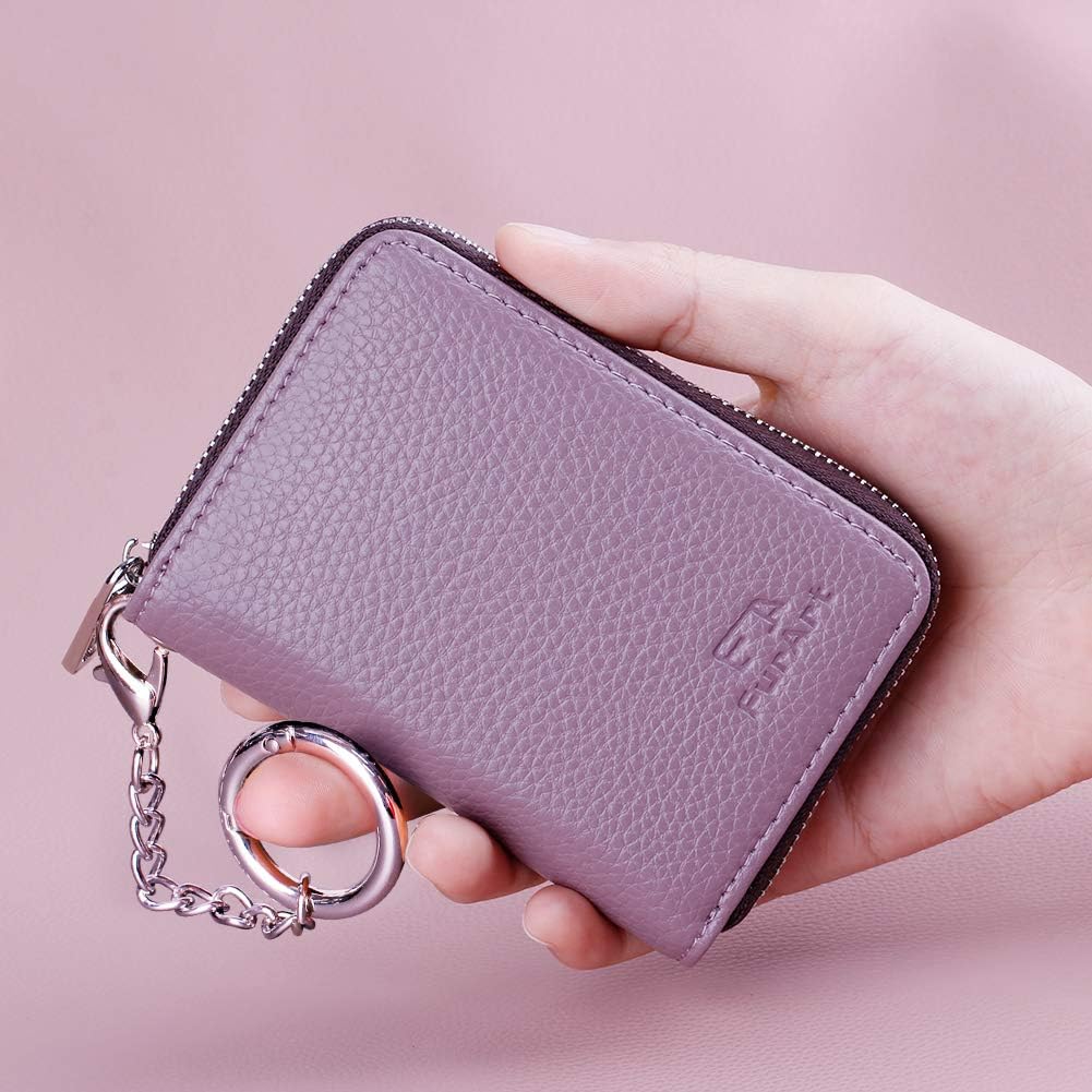 FurArt – Cartera para tarjetas de crédito, soporte para tarjetas con cremallera para hombres y mujeres, bloqueo RFID, cartera con llavero, tamaño