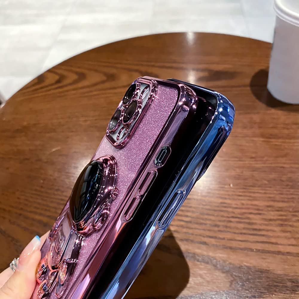 Roemary Funda con soporte oculto de astronauta para iPhone 15 Pro Max, para iPhone 15 Pro Max, funda dorada, soporte plegable de astronauta con
