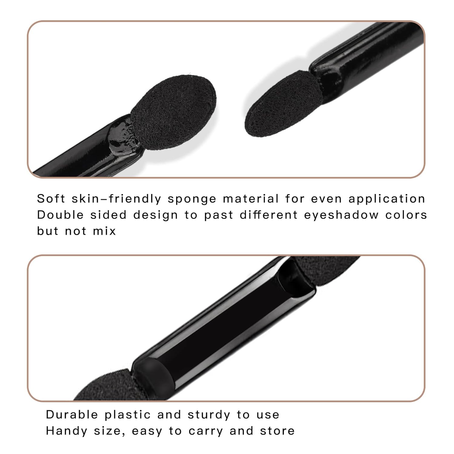Neuorge 50 aplicadores desechables de sombra de ojos, esponja profesional de doble cara, brochas de sombra de ojos, herramientas cosméticas de