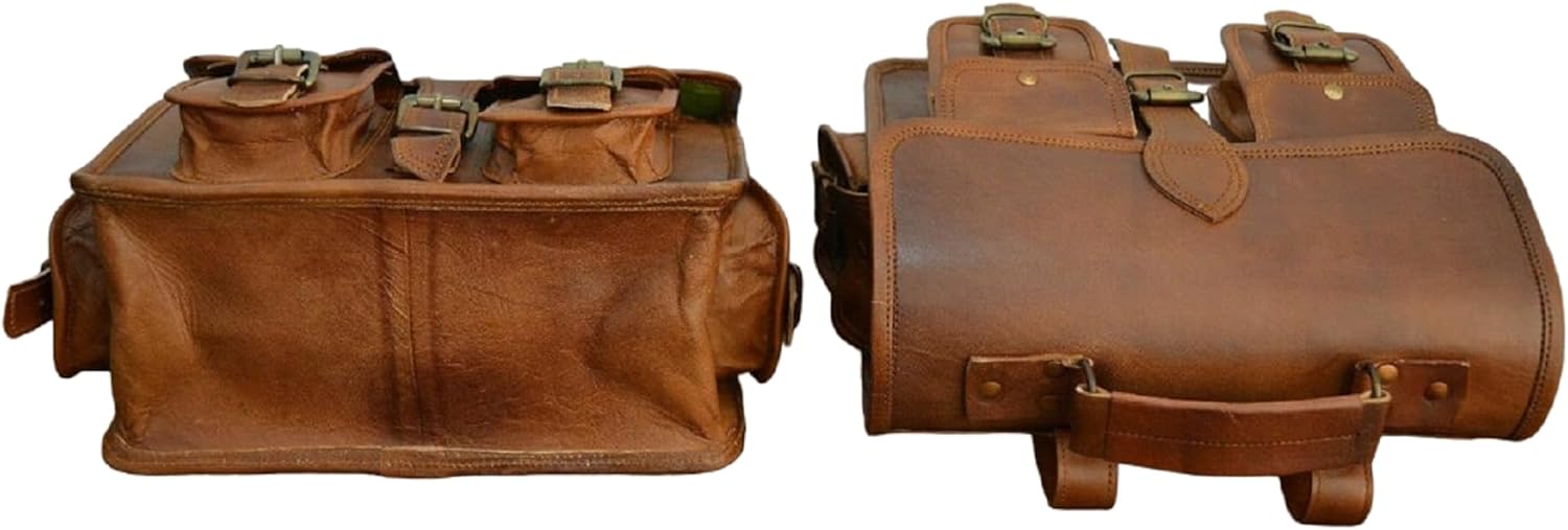 Bolsas de cuero para bicicleta, bolsa de herramientas de motocicleta, bolsa de herramientas marrón para manillar Sissy bar bolsa de viaje alforjas