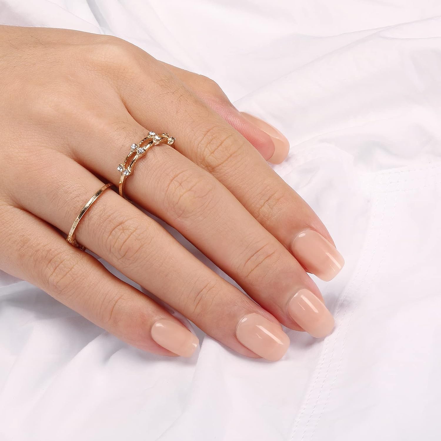 Polychrome&air Uñas postizas cortas Squoval ABS de ajuste natural con pegamento de gelatina, uñas postizas reutilizables para mujer y niña, uñas