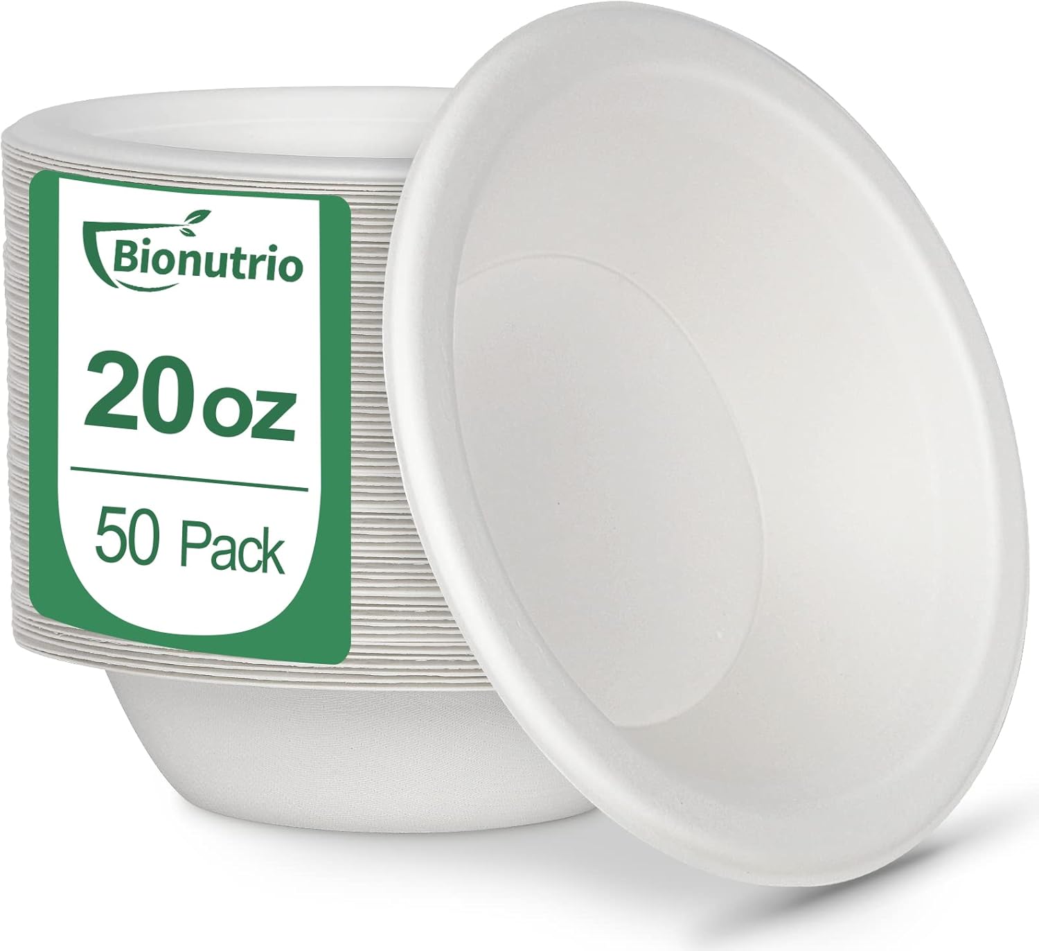 Cuencos de papel desechables de 20 onzas, paquete de 50 cuencos desechables resistentes para sopa caliente, ensalada, helado, alimentos calientes y