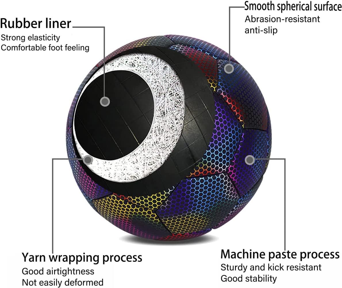 DGZC Pelotas de fútbol reflectantes con flash de cámara que reflejan el fútbol holográfico deportivo para interiores y exteriores
