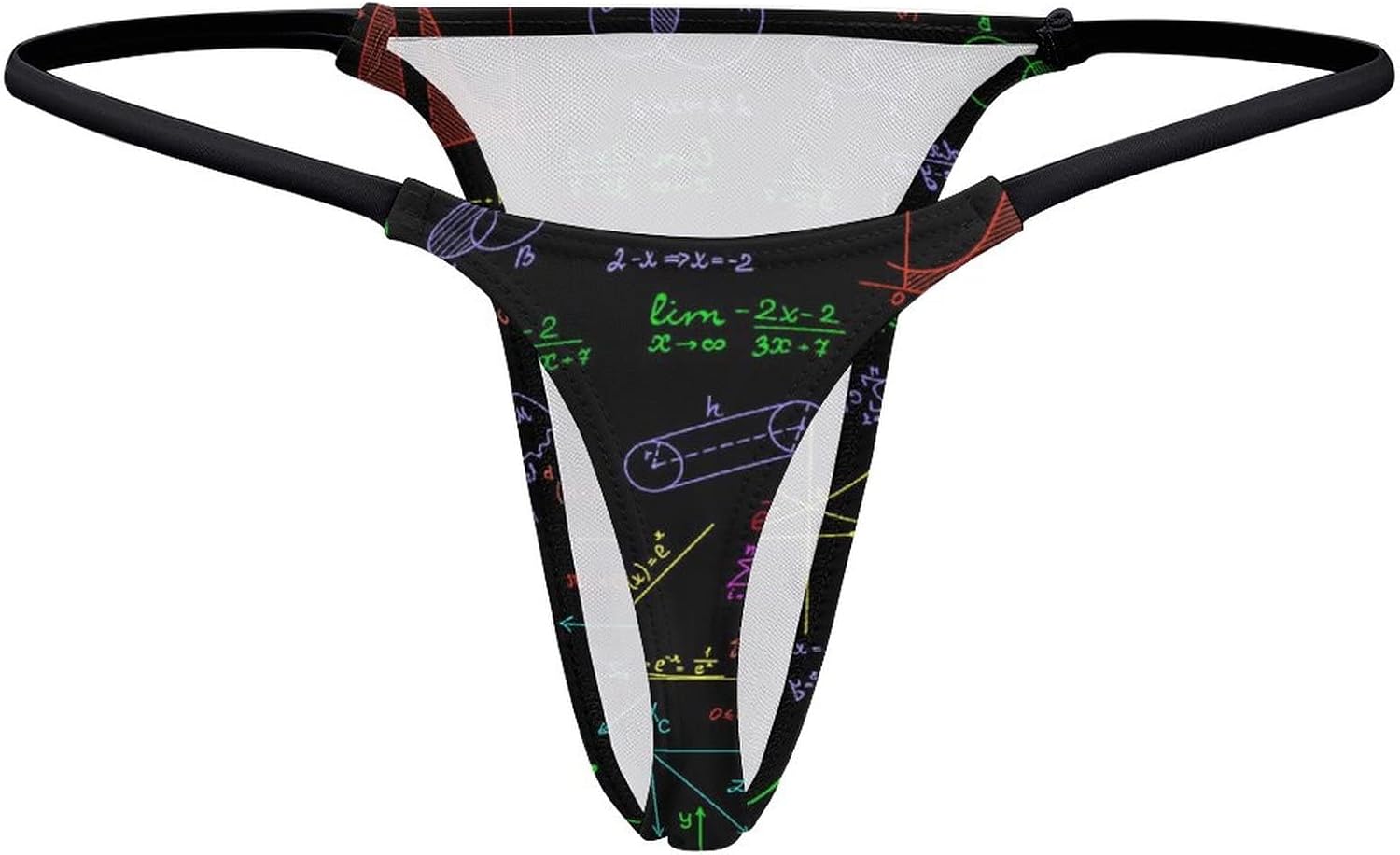 Multicolored Math Formulas Science G-String Thongs for Women No Show Panties Underwear Low Rise T-Back