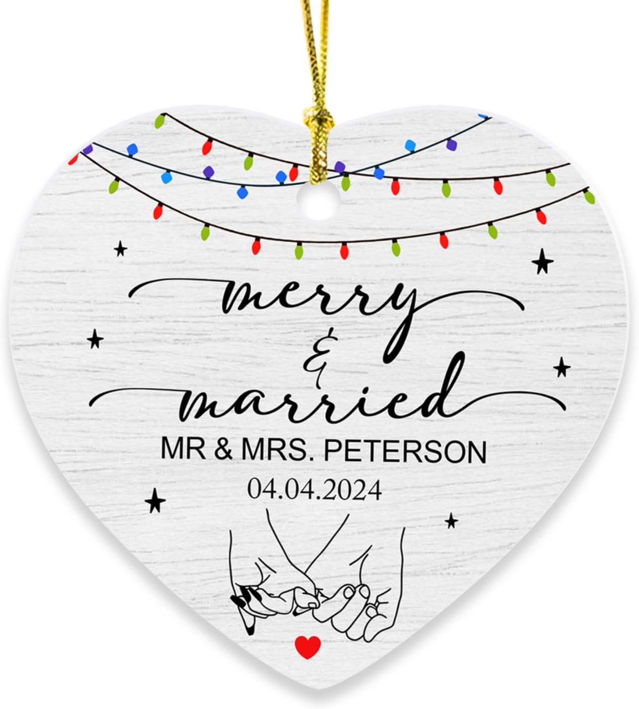 Adorno de Navidad personalizado recién casado 2024, adorno de feliz y casado para pareja de recién casados, adorno de regalo personalizado para
