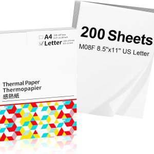 Papel térmico de 8.5 x 11 pulgadas, tamaño carta, multiusos, 200 hojas, papel de impresora compatible con M08F-Letter, impresora Brother PJ Series, Papel térmico de 8.5 x 11 pulgadas, tamaño carta, multiusos, 200 hojas, papel de impresora compatible con M08F-Letter, impresora Brother PJ Series,