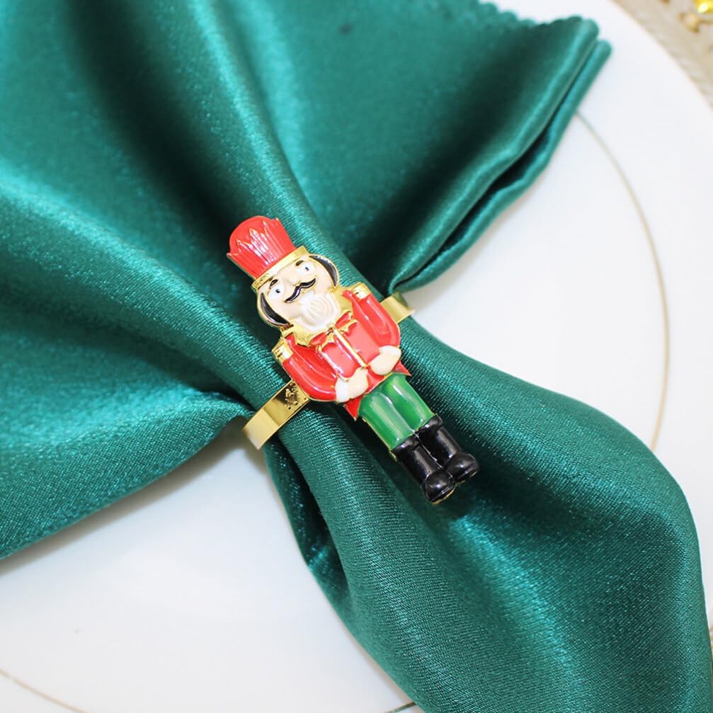 EXCEART Servilleteros de cascanueces de Navidad, 4 servilleteros de Navidad, anillos de mesa para suministros de fiesta de Navidad