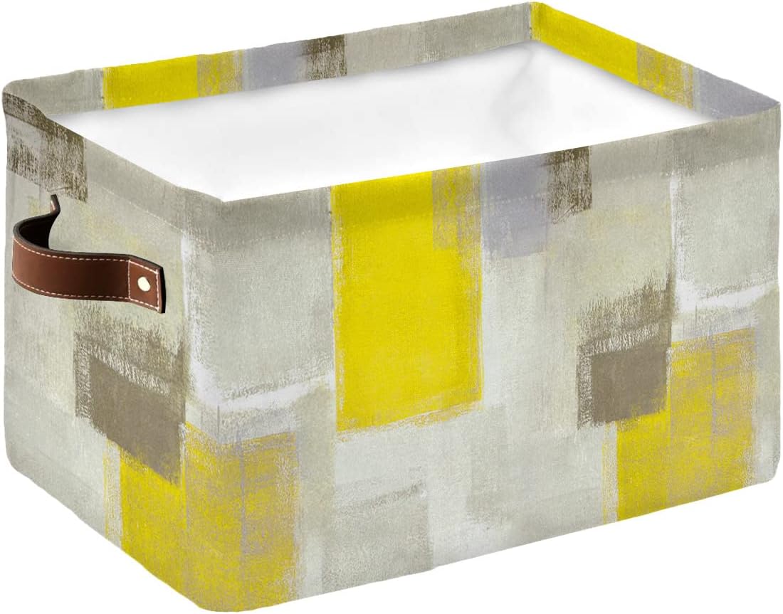 Cesta cuadrada de almacenamiento de pintura artística de graffiti amarillo para estantes, cubos de almacenamiento de tela abstracta moderna con