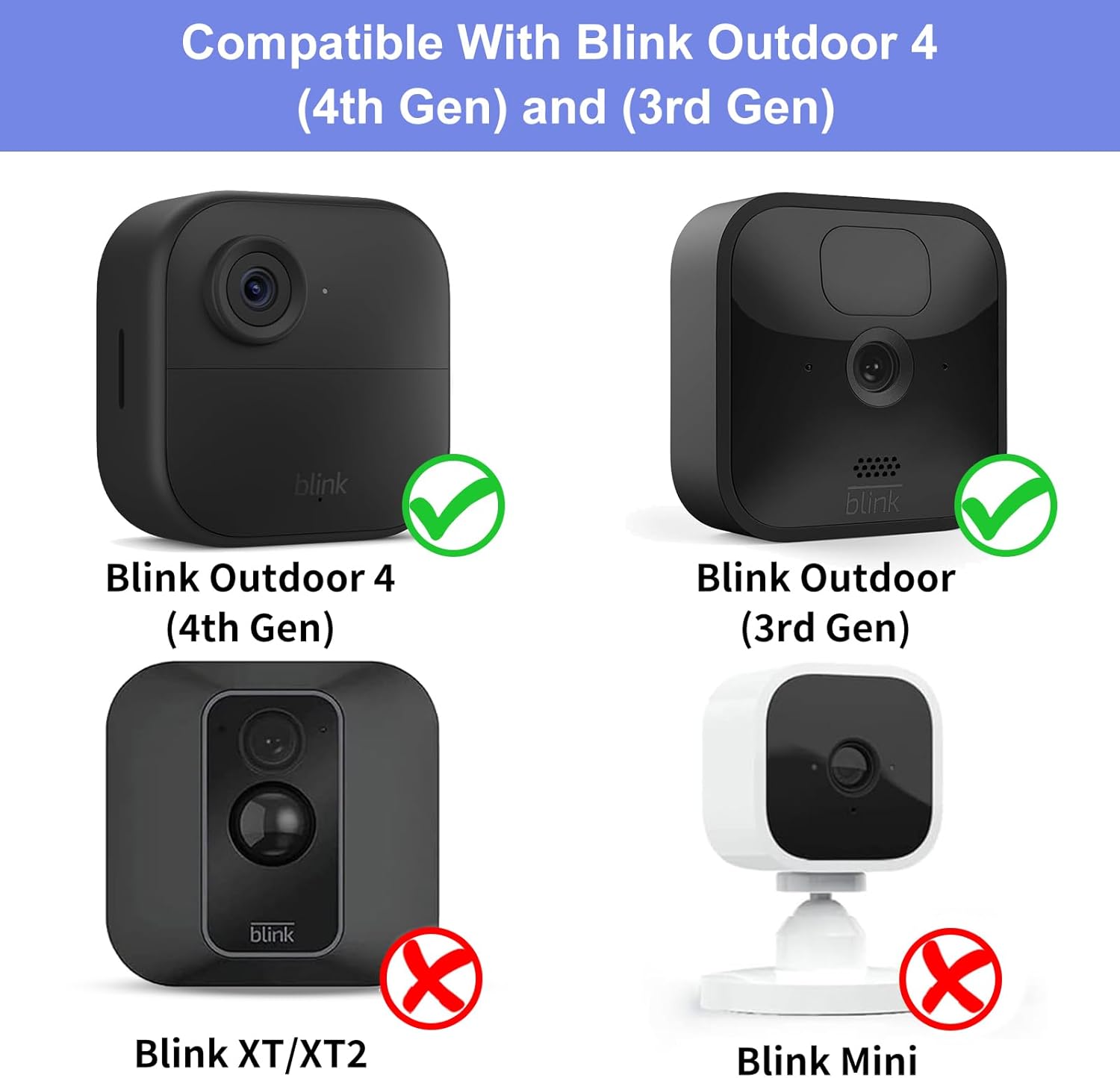 Soporte de pared para Blink Outdoor 4 (4. generación) y Blink Outdoor (3 generación), paquete de 3 carcasa protectora resistente a la intemperie y
