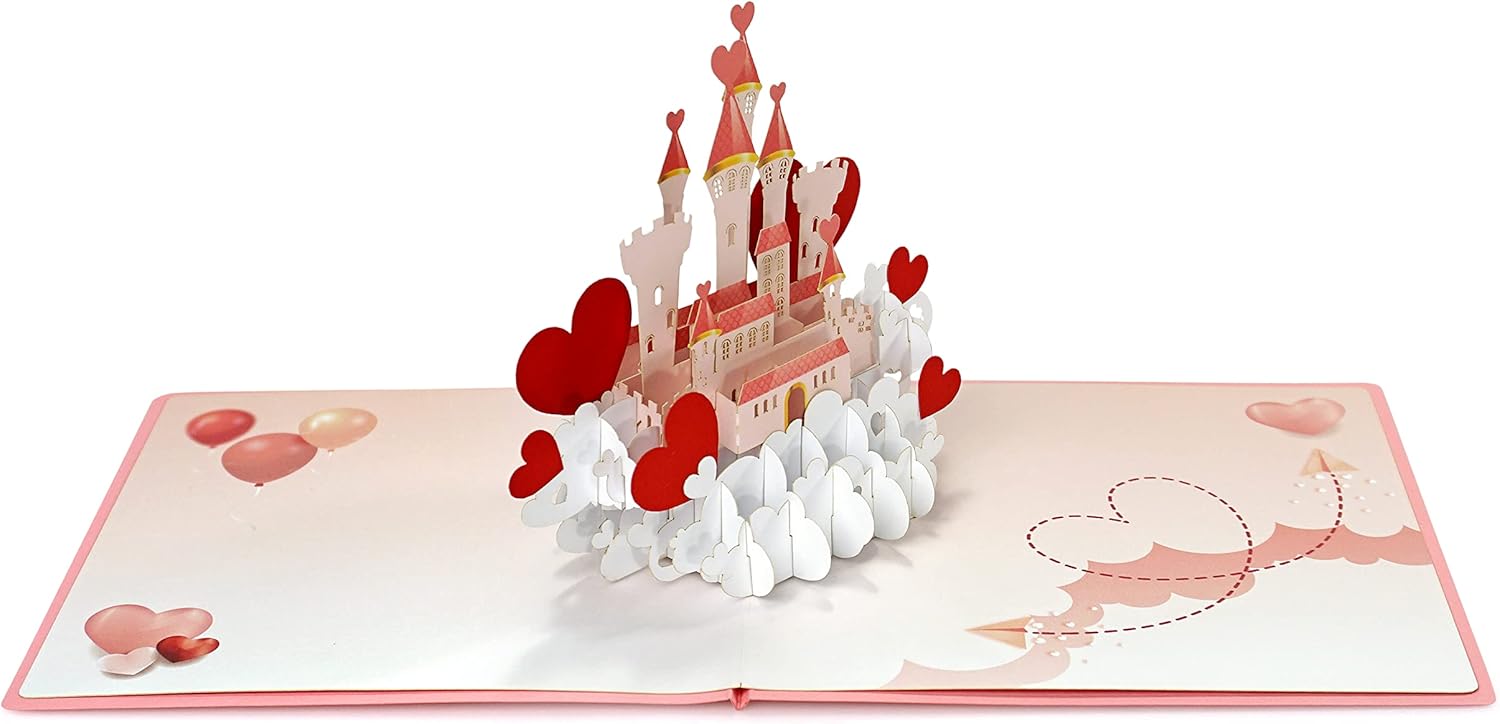 CUTPOPUP – Tarjetas troqueladas en 3D para el Día de San Valentín, con un castillo romántico, tarjeta de aniversario de boda o de cumpleaños,