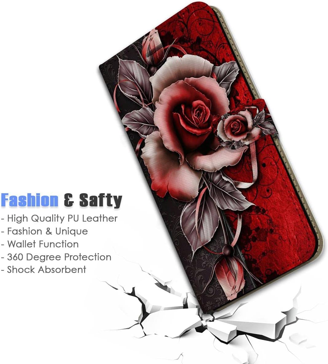 AD003 para Samsung S23+, Samsung Galaxy S23 Plus, diseño artístico, estilo cartera, diseño artístico, pintura de mariposa, protección de cuerpo