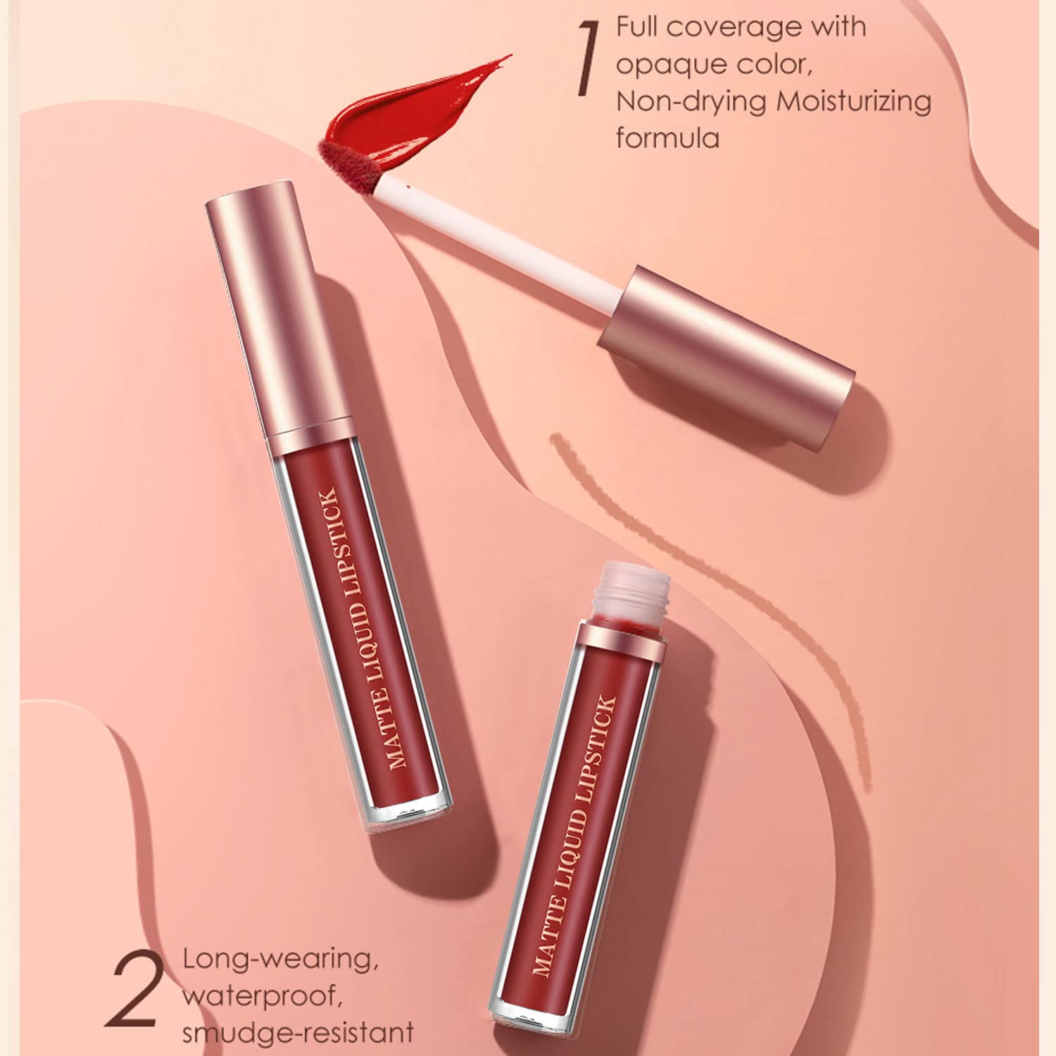 Juego de 6 delineadores de labios nude y lápiz labial, 3 lápices labiales líquidos mate aterciopelados + 3 delineadores de labios suaves a juego en