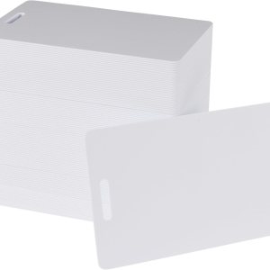 Paquete de 100 tarjetas blancas de PVC con ranura perforadora en el lado corto, calidad gráfica, tamaño estándar CR80 Paquete de 100 tarjetas blancas de PVC con ranura perforadora en el lado corto, calidad gráfica, tamaño estándar CR80