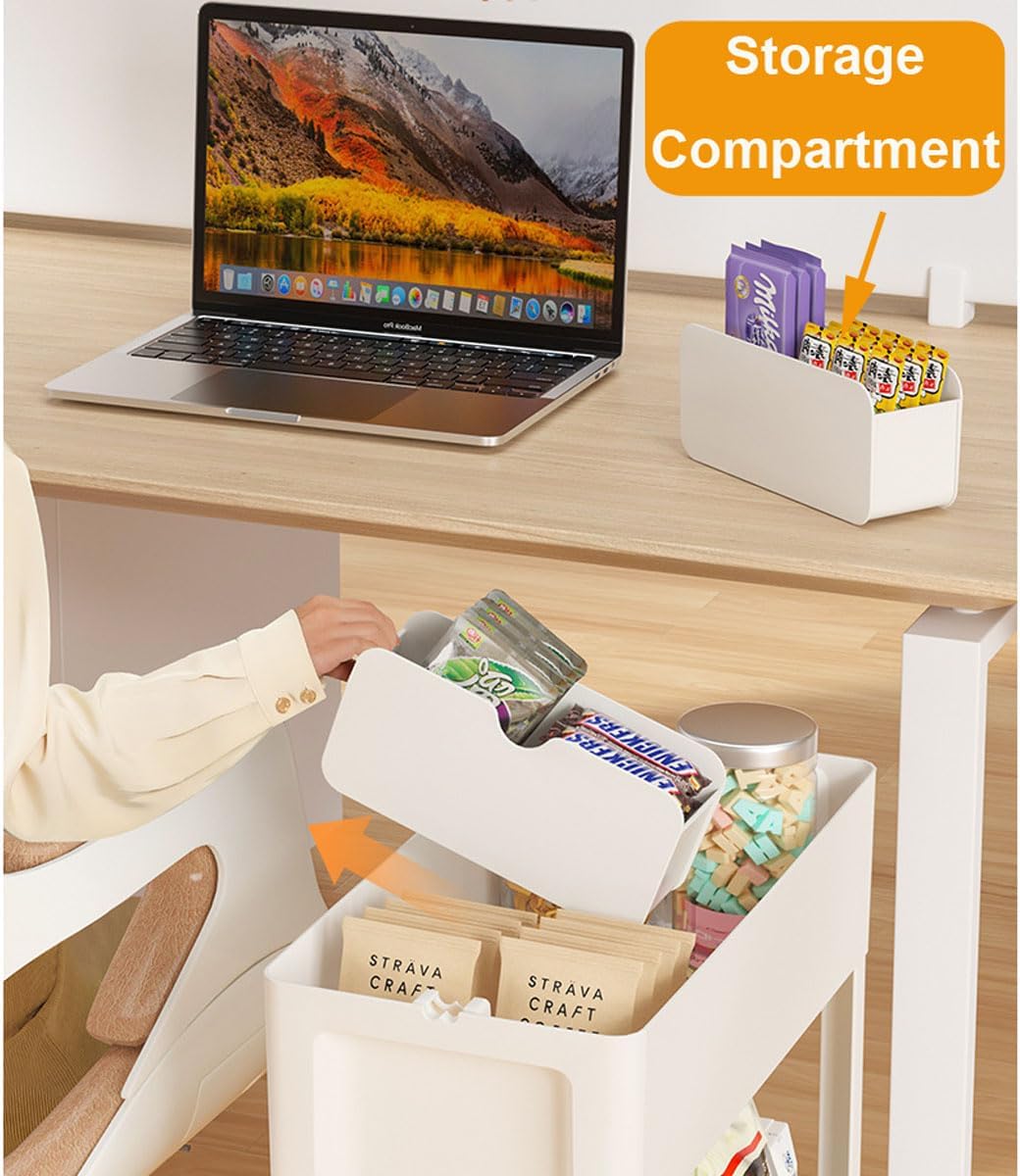 Armario móvil para aperitivos, carrito de almacenamiento de plástico de 3 niveles con ruedas, carrito utilitario para dormitorio, sala de estar,