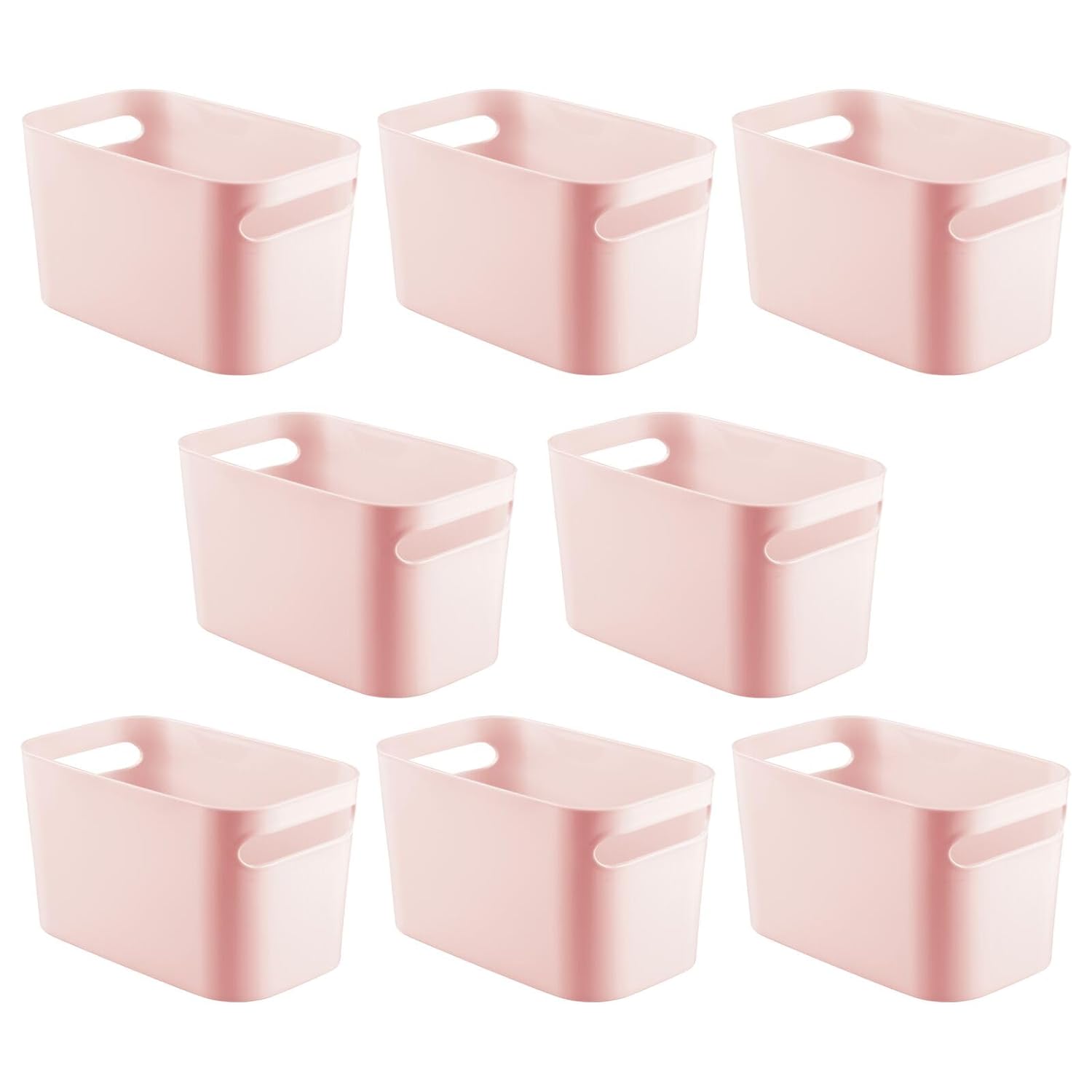 mDesign Contenedor de baño de plástico profundo con asas, organizador de almacenamiento para encimera de tocador, jabón corporal, champú, loción,