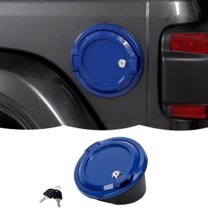 Tapa de depósito de gasolina con cierre de puerta, accesorios exteriores para Jeep Wrangler JL JLU 2018-2023, color azul Tapa de depósito de gasolina con cierre de puerta, accesorios exteriores para Jeep Wrangler JL JLU 2018-2023, color azul