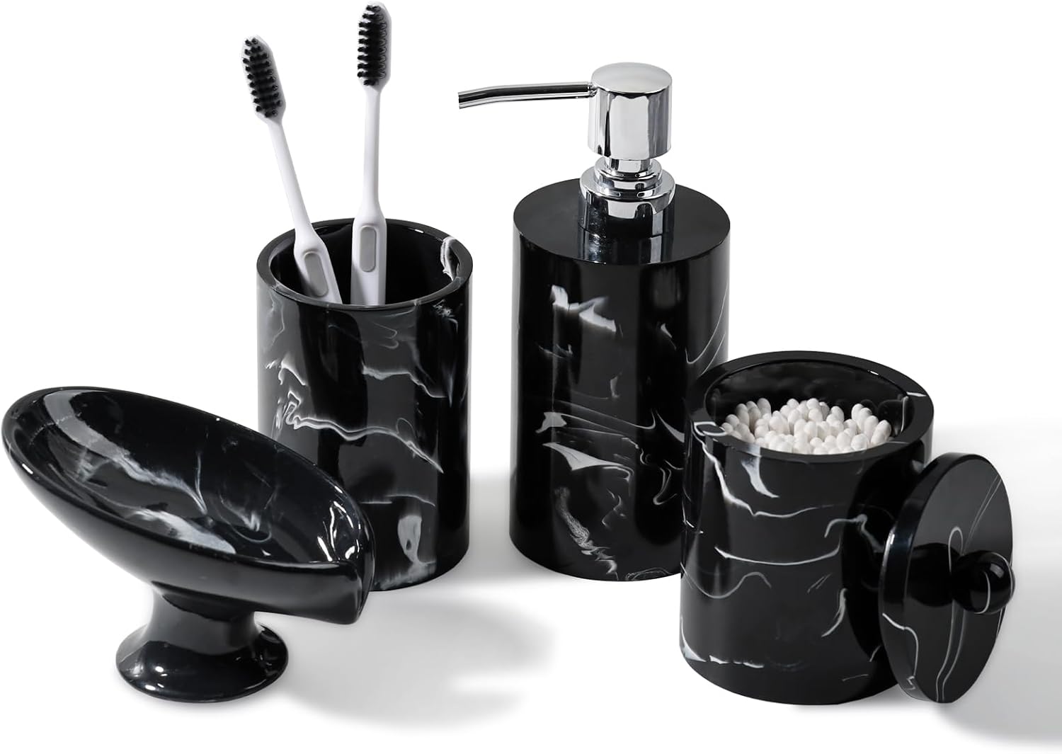 Juego de 4 piezas de accesorios para encimera de baño, dispensador de jabón de loción, accesorios organizadores de baño, soporte para cepillos de