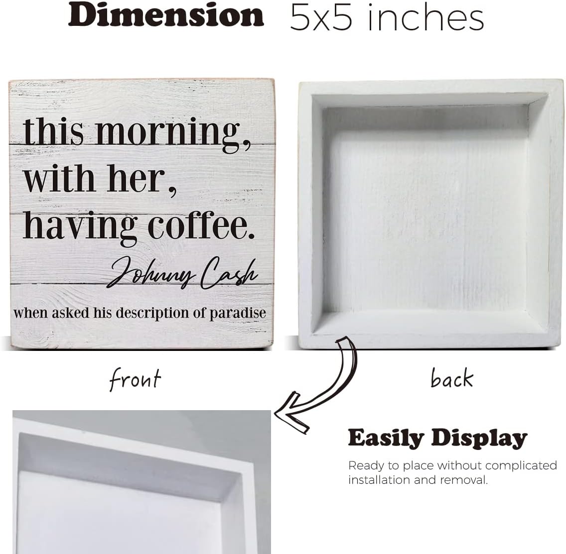 This Morning with Her Having Coffee – Caja de madera para decoración de escritorio, cita de cocina, caja de madera para el hogar, estante de cocina,