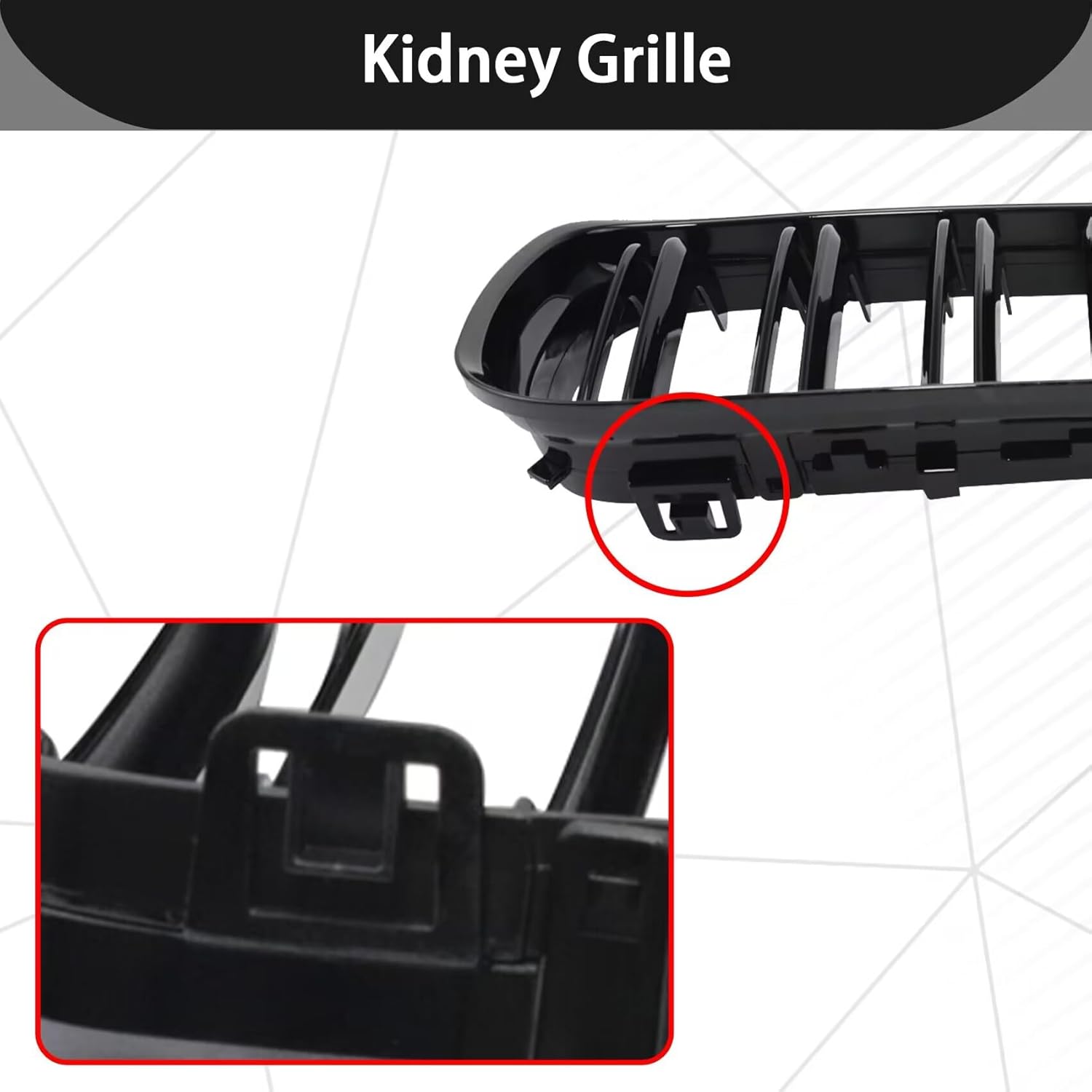 KGGMGUG Rejilla E90, parrilla de riñón negro brillante de doble listón de doble línea para BMW 2009-2011 3 Series E90 E91 328i 335i 330i 320i
