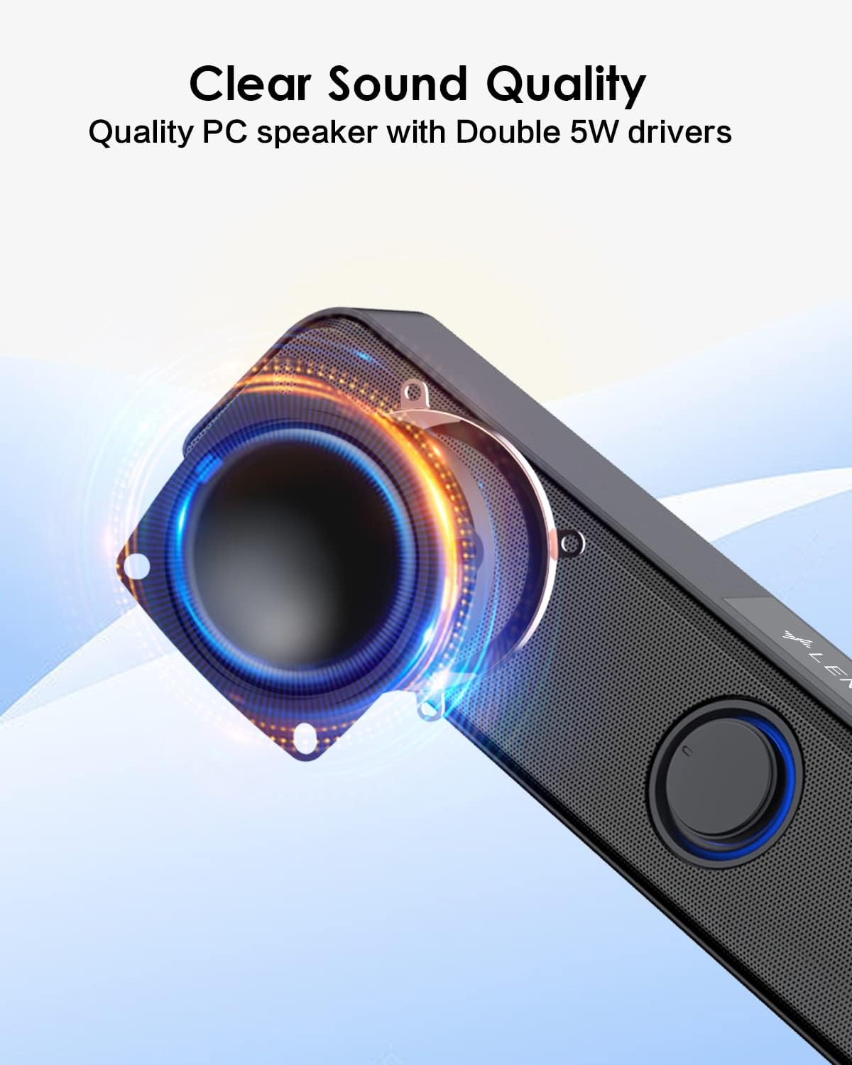 LENRUE Altavoces de computadora, altavoz dual de PC de 5 W, altavoz portátil alimentado por USB-AUSB-C, altavoces de computadora con cable de audio