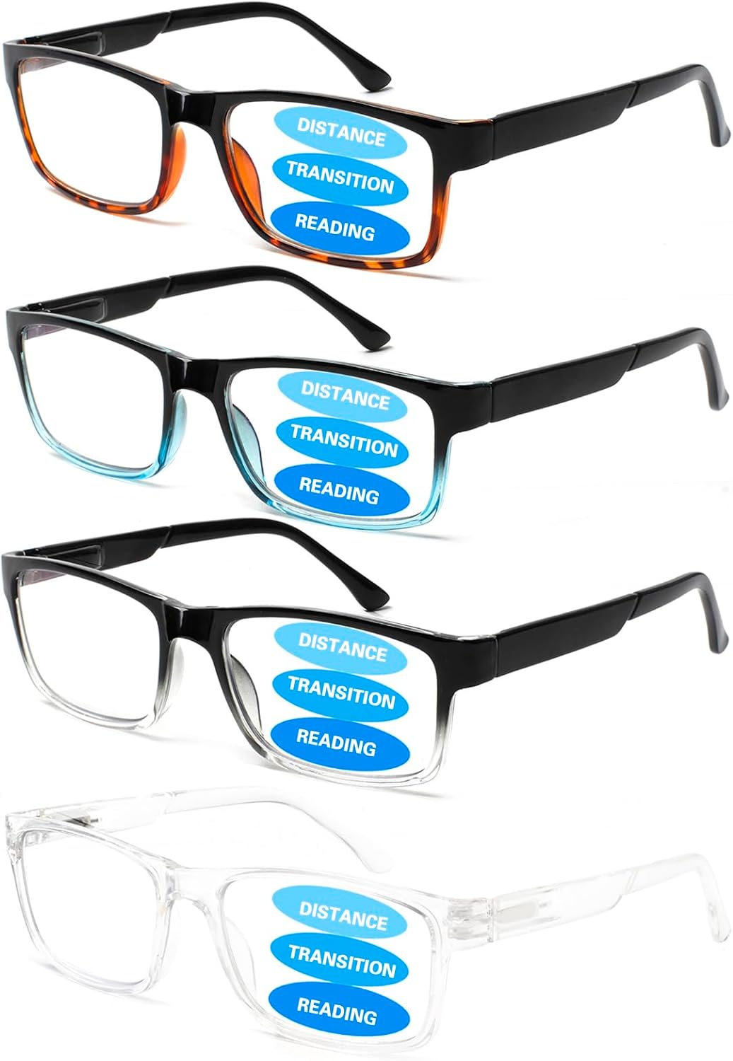 ZOECENT Paquete de 3 lentes de lectura progresivos multienfoque para mujeres y hombres, bloqueo de luz azul, bisagras de resorte, lectores de