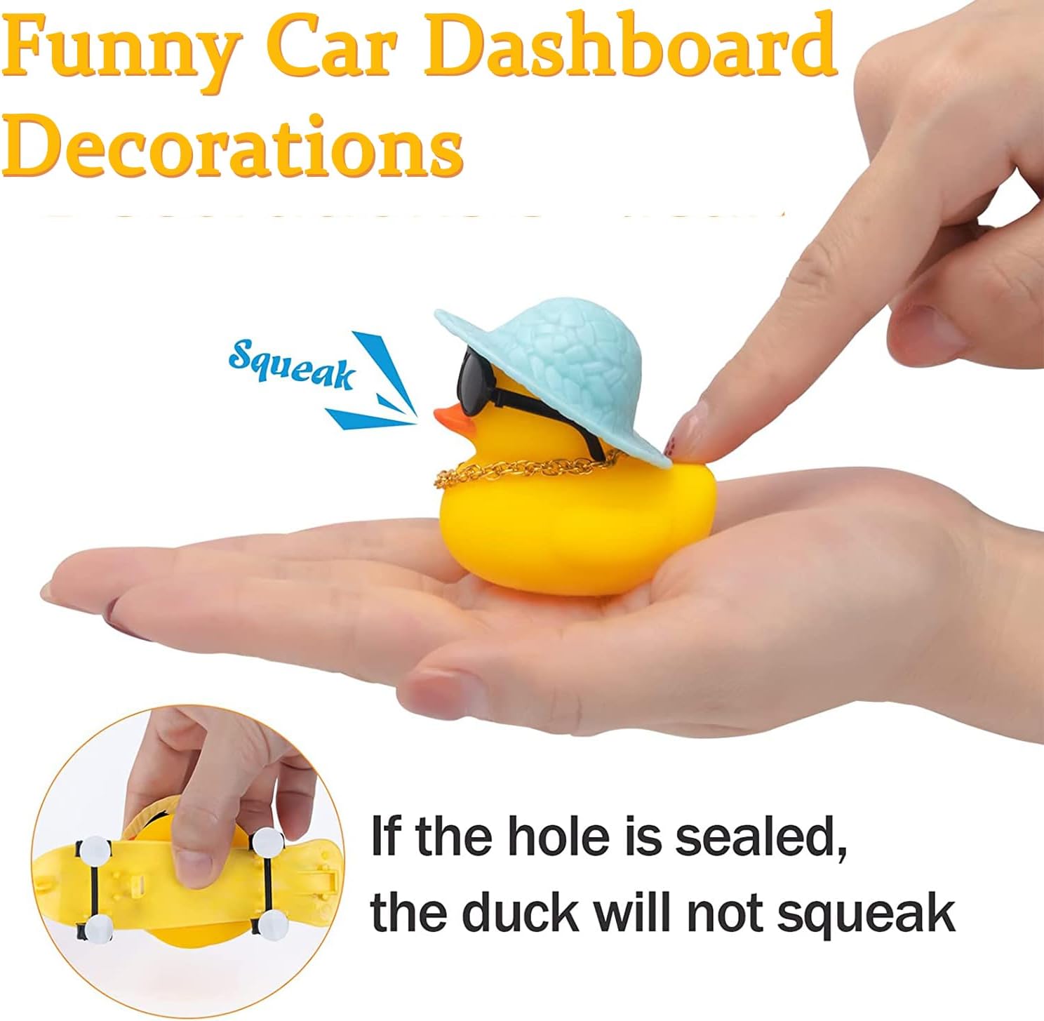 wonuu Adorno de pato de goma para tablero de automóvil, decoración para tablero de automóvil, accesorios de decoración con mini sombrero, collar,