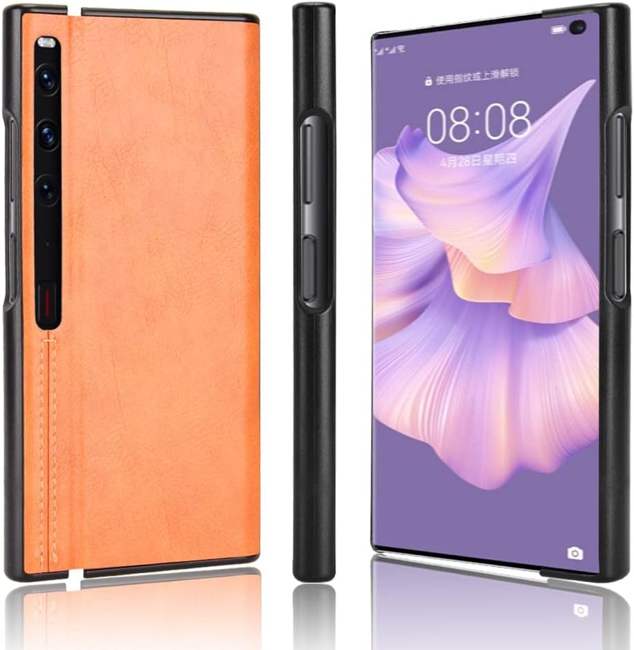 Funda para Huawei Mate Xs 2, piel sintética retro ultra delgada a prueba de golpes para Huawei Mate XS2 PAL-AL00 Case Amarillo