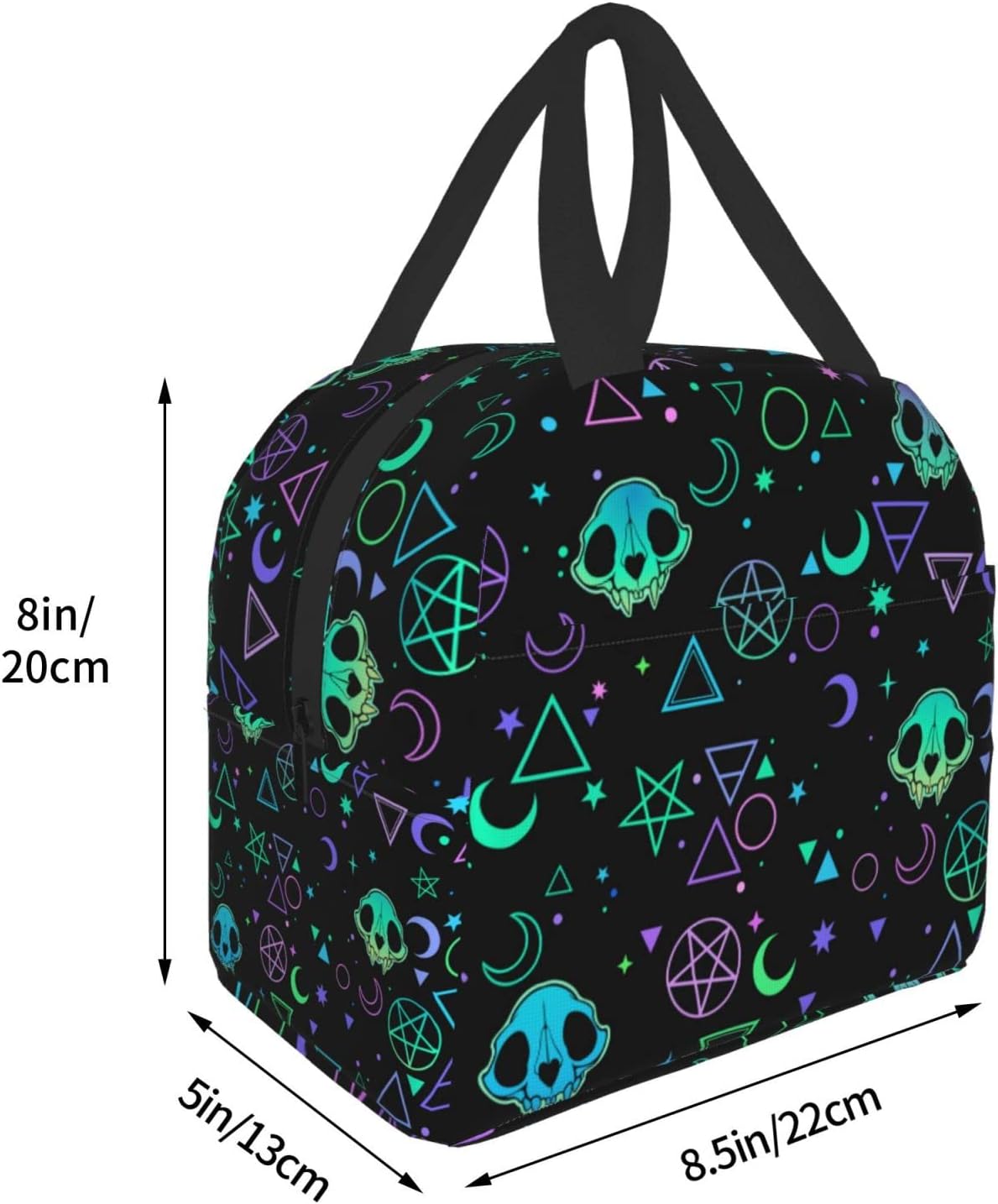 Bolsa de almuerzo con diseño de calaveras mágicas de brujería, reutilizable, aislada, para niñas, niños, mujeres, hombres, escuela, trabajo, viajes,