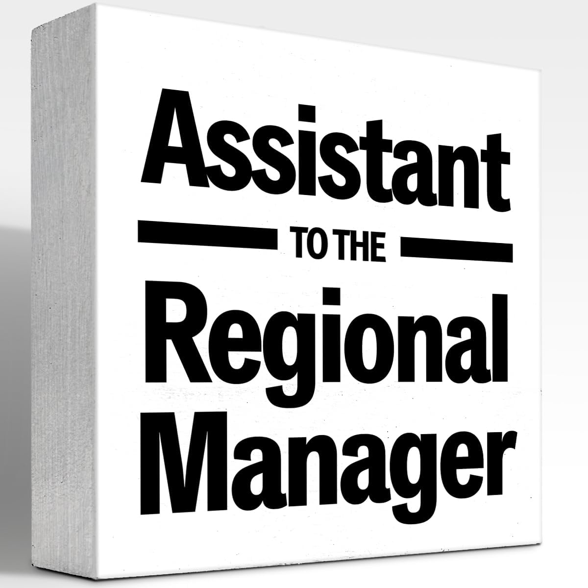 Letrero de madera con texto en inglés “Assistance to the Regional Manager” para decoración de escritorio, divertido humor, caja de madera, placa,