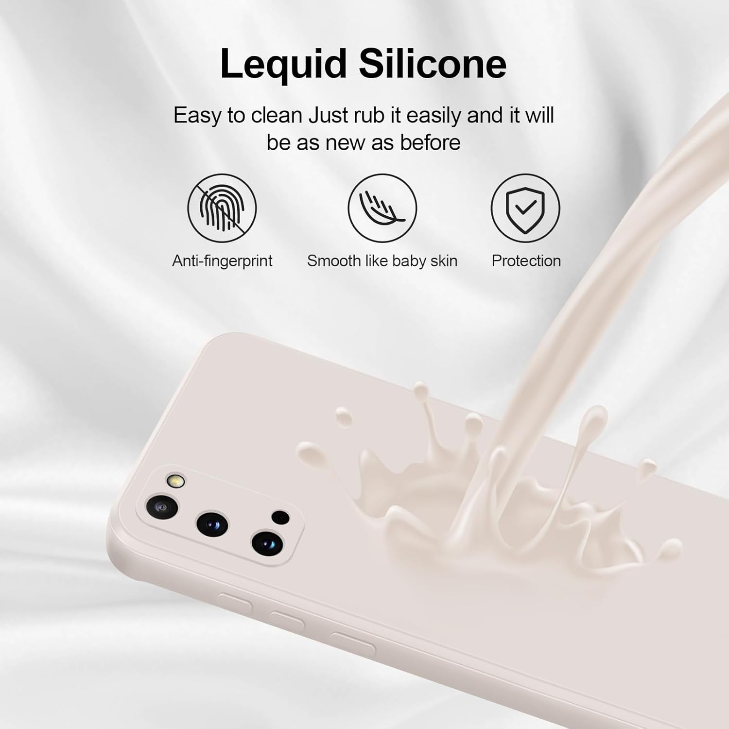 Funda de silicona compatible con Samsung Galaxy S20, funda de cuerpo completo sedoso suave al tacto con protección de cámara, funda a prueba de