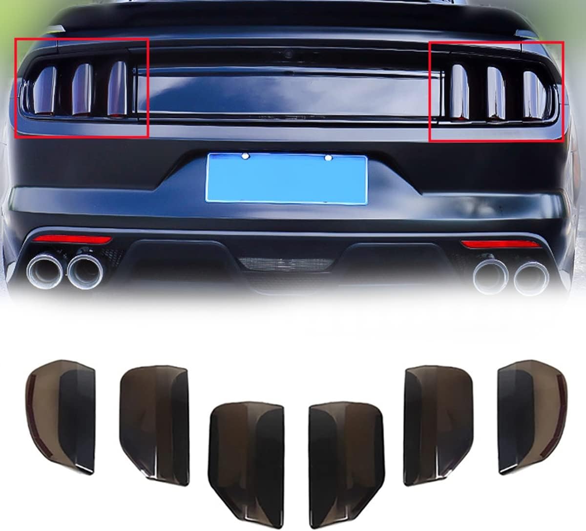 Cubierta de la lámpara de luz trasera, compatible con Ford Mustang 2015-2017, carcasa de lente de luz trasera, bisel, color negro ahumado